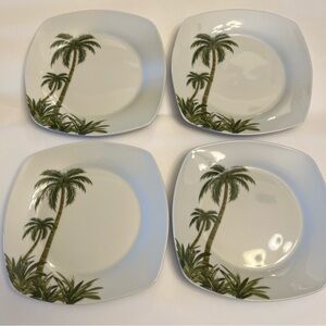 Set of 4 Florida Marketplace Palm Island Salad 7 Inches Square Plates Dishes